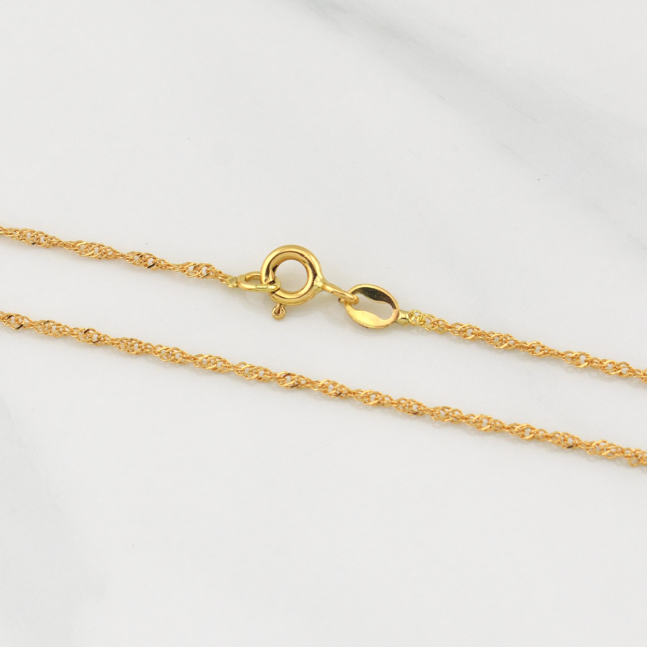 Cadena Singapur 1.6gr / 17 1/4 in / 1.32mm Oro Amarillo +3 18K !