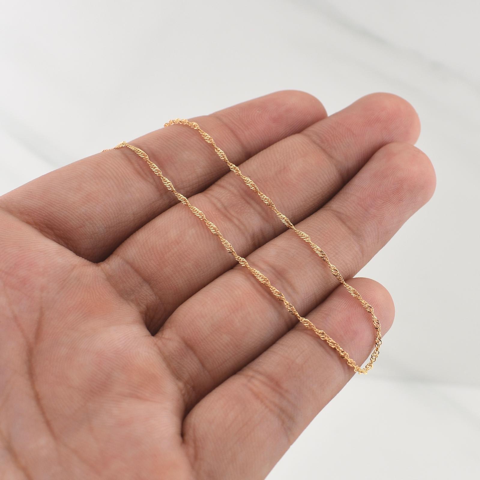 Cadena Singapur 1.7gr / 19 3/4 in / 1.32mm Oro Amarillo +3 18K !