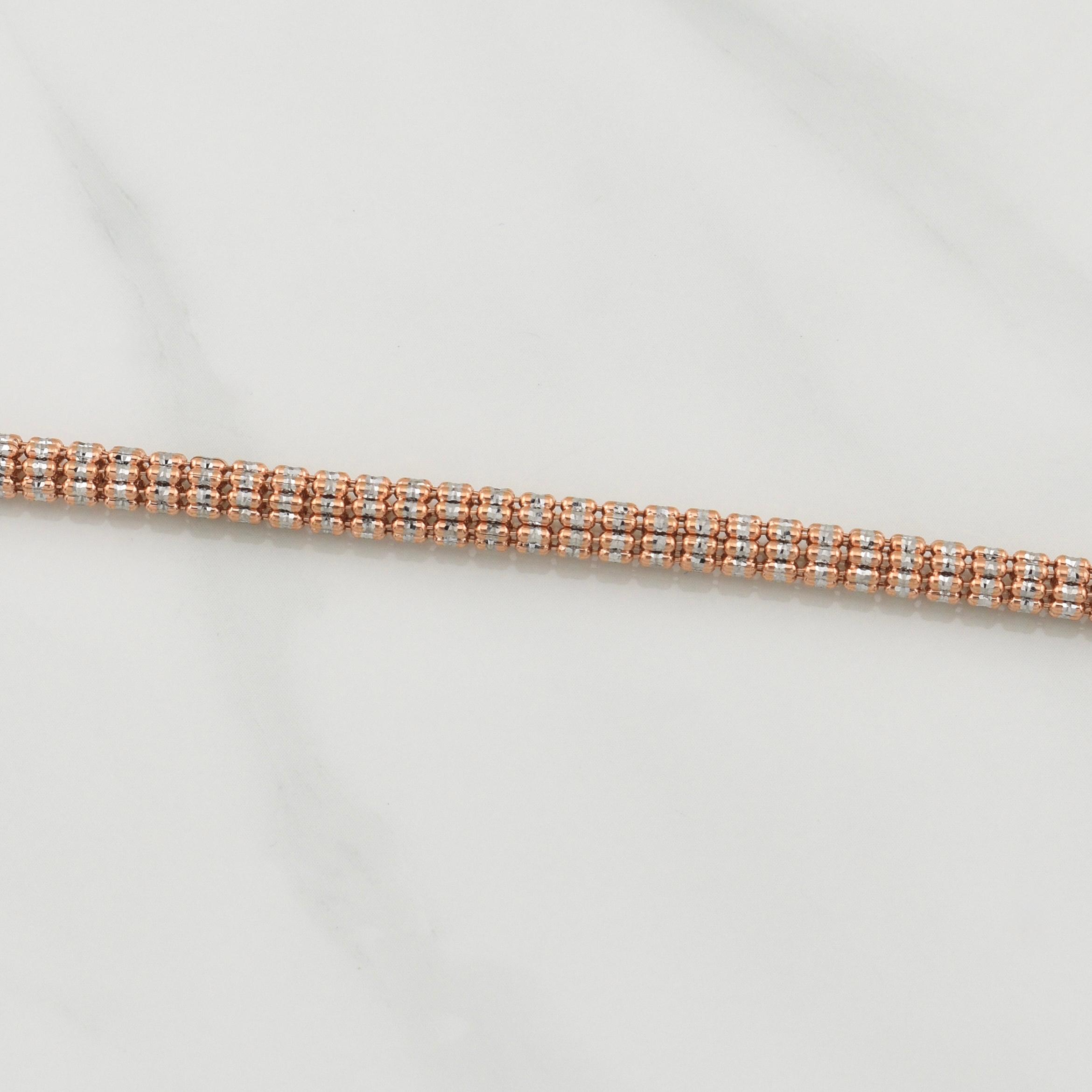 Cadena Ice 35.15gr / 26 1/4 in / 4.6mm Dos Oros Blanco Rosa +0 14K Italy !
