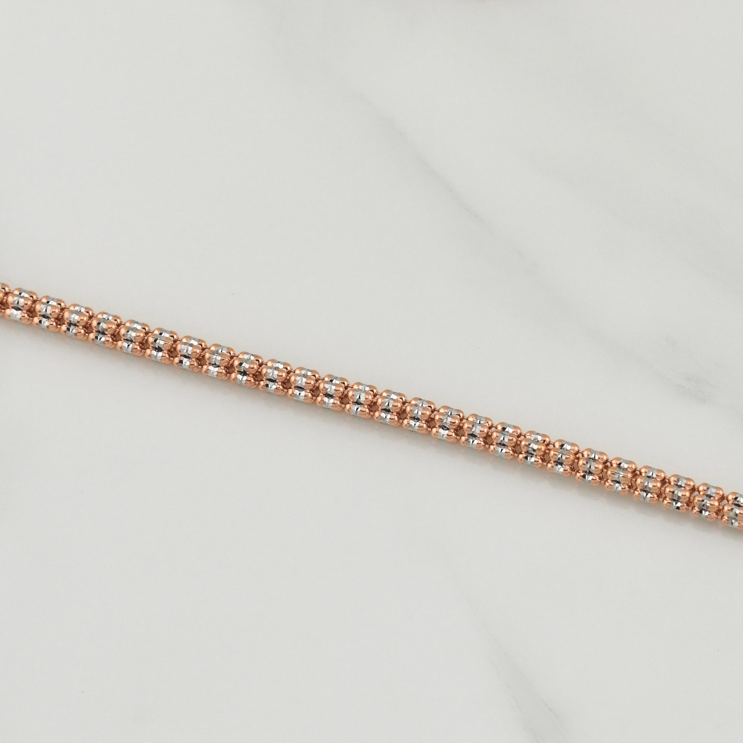 Cadena Ice 20.65gr / 24 1/4 in / 3.4mm Dos Oros Blanco Rosa +0 14K Italy !