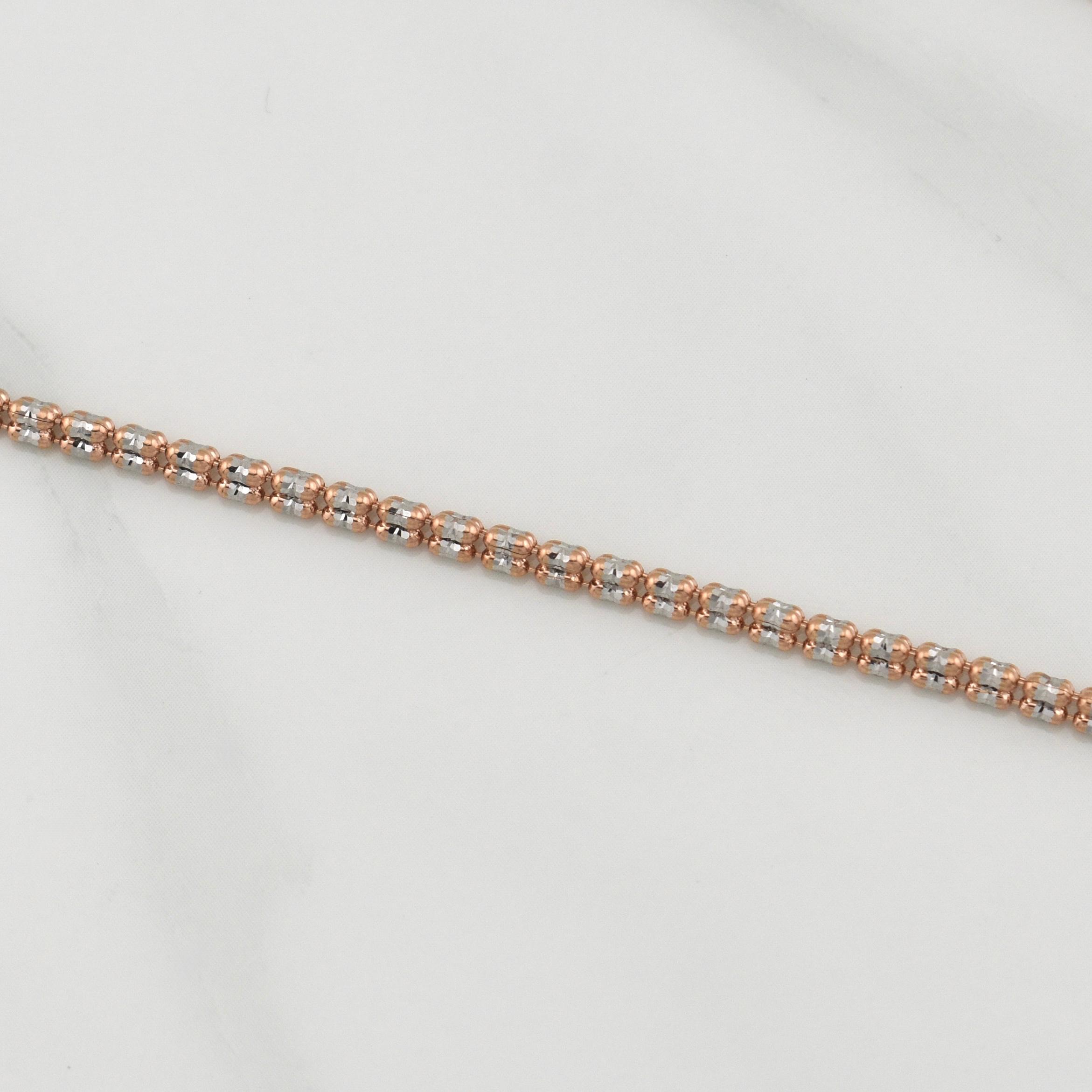 Cadena Ice 12.85gr / 24 in / 2.6mm Dos Oros Blanco Rosa +0 14K Italy !