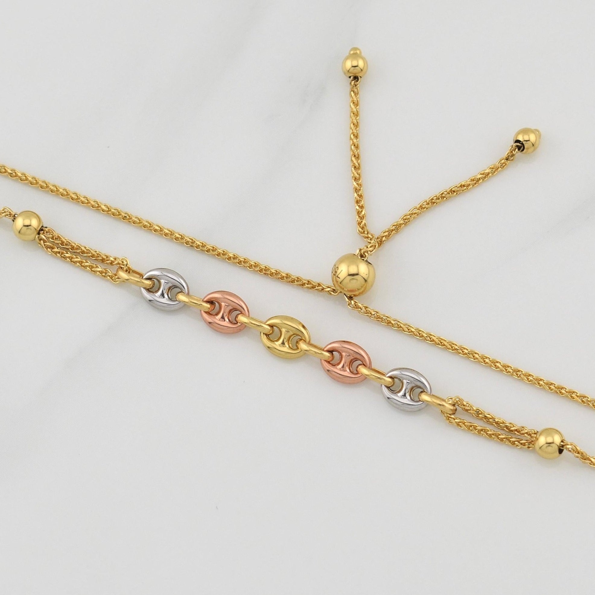 Pulso Franco Gradual 3.3gr / 9 3/4 in / 4.75mm Tres Oros +4 18K !