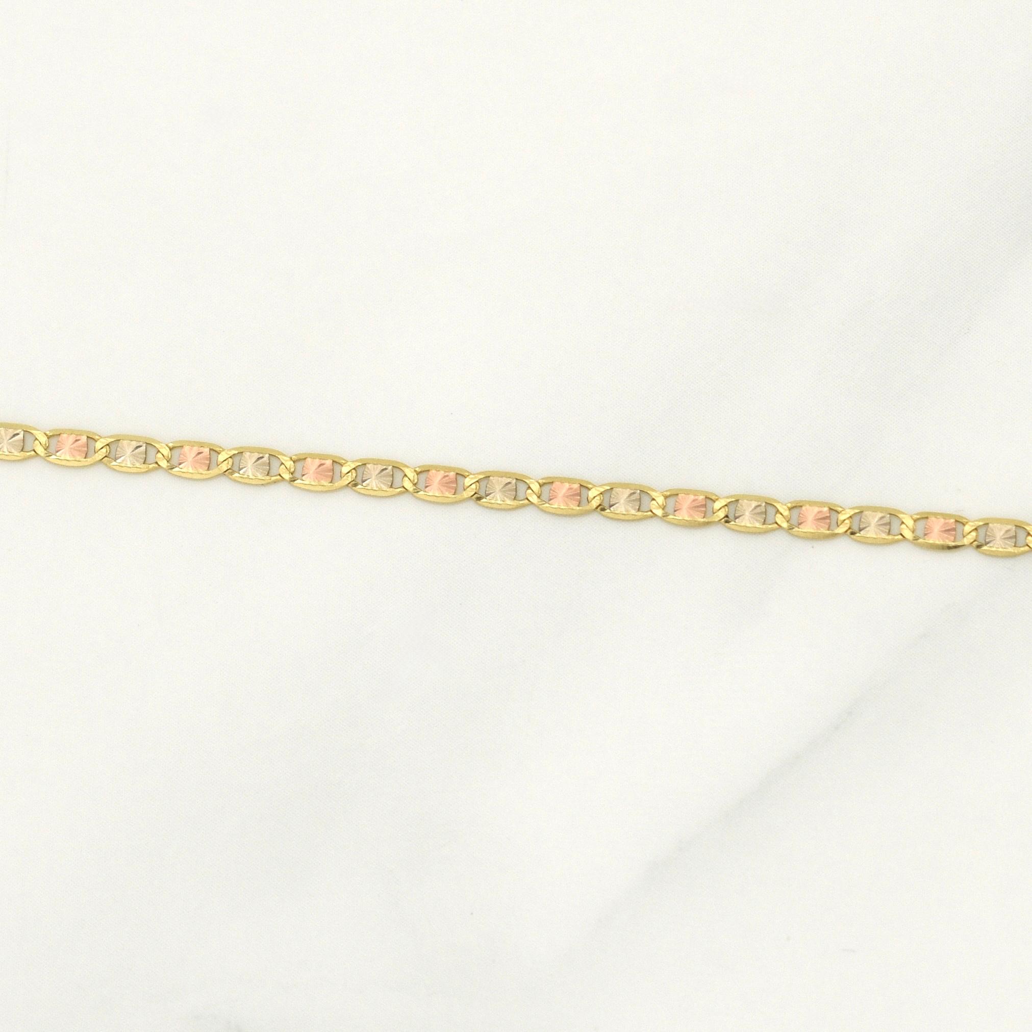 Pulso Plano 1.4gr / 7 1/4 in / 2.18mm Tres Oros +3 18K !