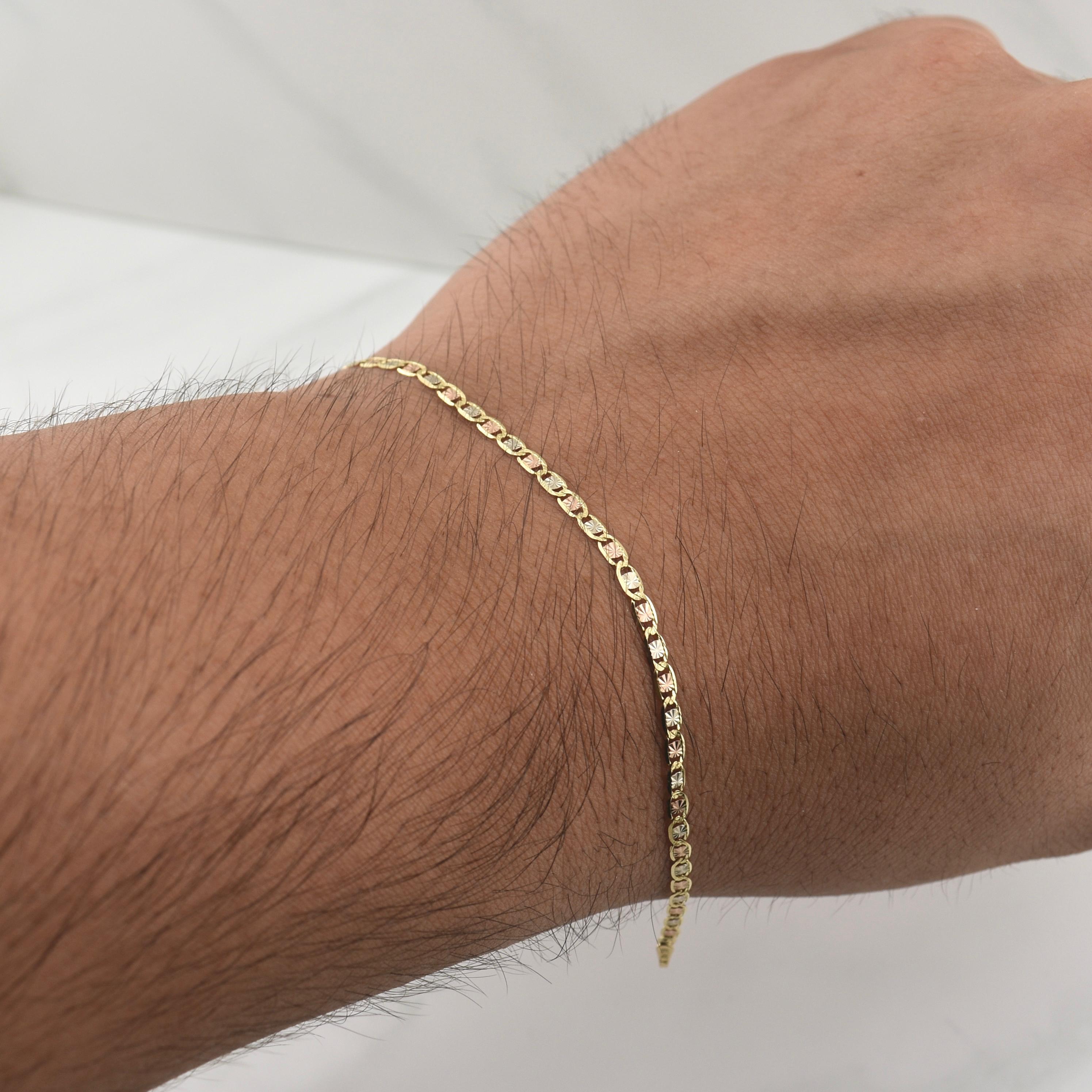 Pulso Plano 1.4gr / 7 1/4 in / 2.18mm Tres Oros +3 18K !