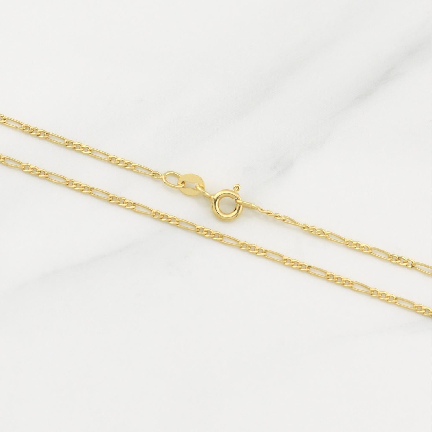 Cadena Figaro 1.3gr / 17 3/4 in / 1.45mm Oro Amarillo +1 18K !