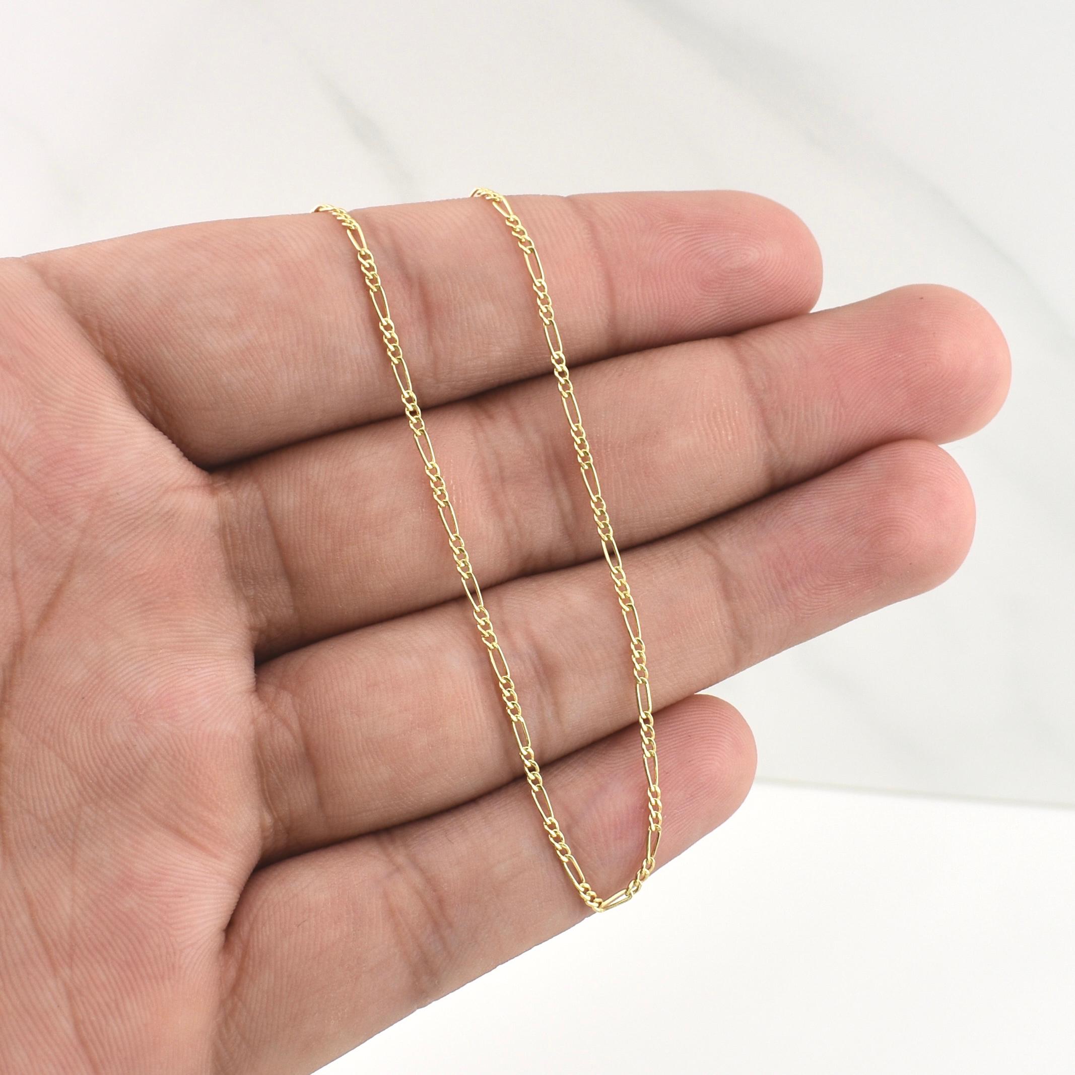 Cadena Figaro 1.3gr / 17 3/4 in / 1.45mm Oro Amarillo +1 18K !