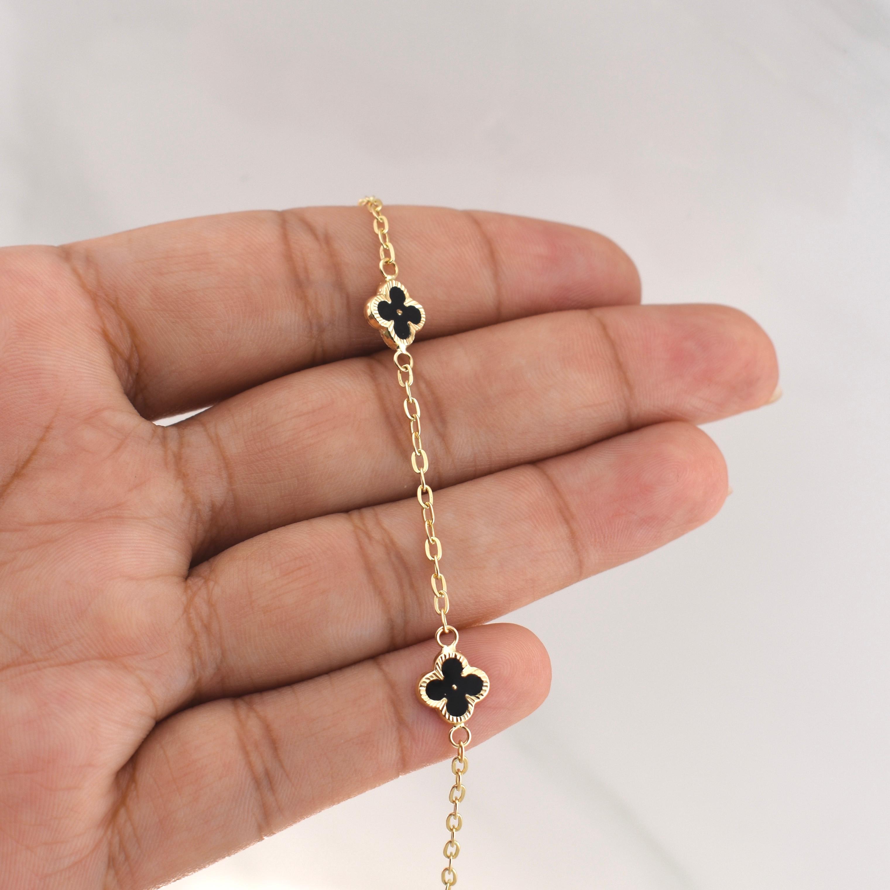 Pulso Trebol Aro Seguido 2.45gr / 7 1/2 in / 1.75mm Oro Amarillo Nac.Esp. 18K !