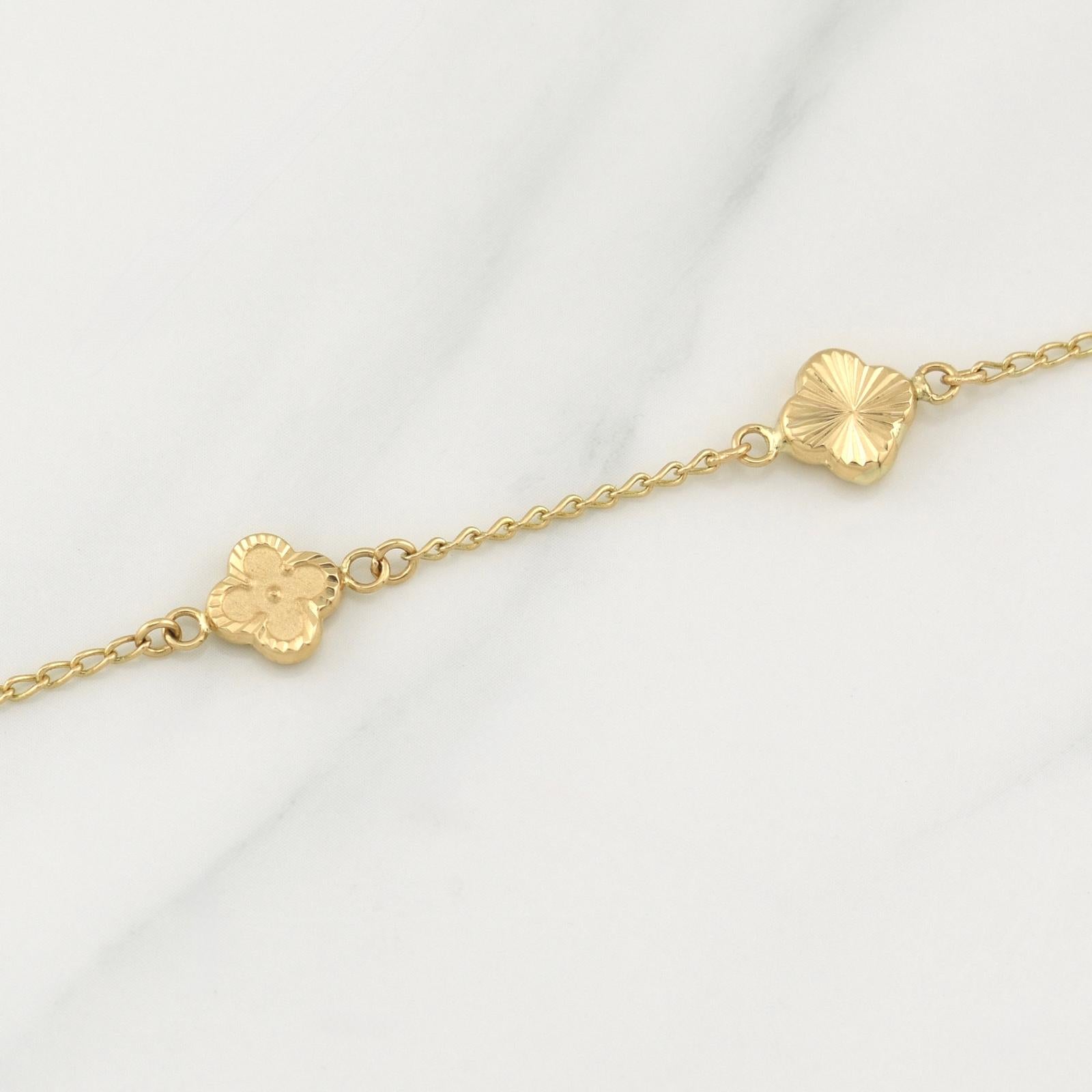 Pulso Trebol Espiga 3.1gr / 7 1/2 in / 1.35mm Oro Amarillo Nac.Esp. 18K !