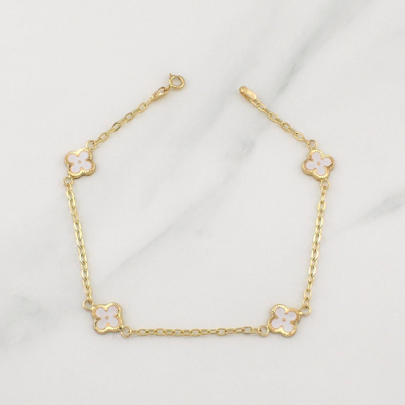 Pulso Trebol Aro Seguido 2.4gr / 7 1/2 in / 1.75mm Oro Amarillo Nac.Esp. 18K !