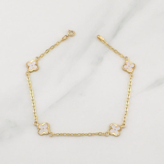 Pulso Trebol Aro Seguido 2.4gr / 7 1/2 in / 1.75mm Oro Amarillo Nac.Esp. 18K !