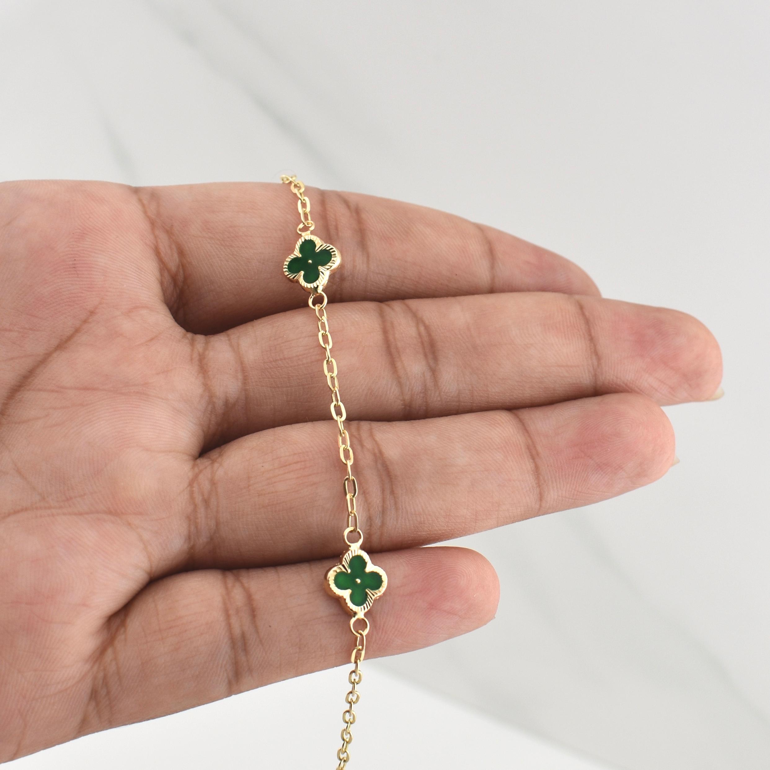 Pulso Trebol Aro Seguido 2.35gr / 7 3/4 in / 1.8mm Oro Amarillo Nac.Esp. 18K !