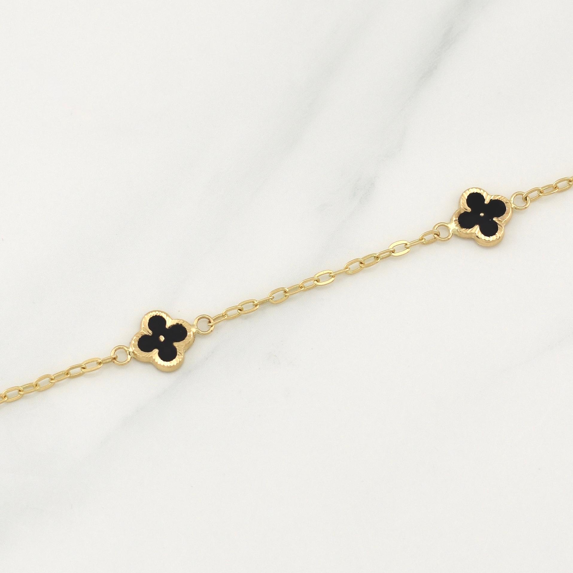 Pulso Trebol Aro Seguido 2.4gr / 7 1/2 in / 1.75mm Oro Amarillo Nac.Esp. 18K !