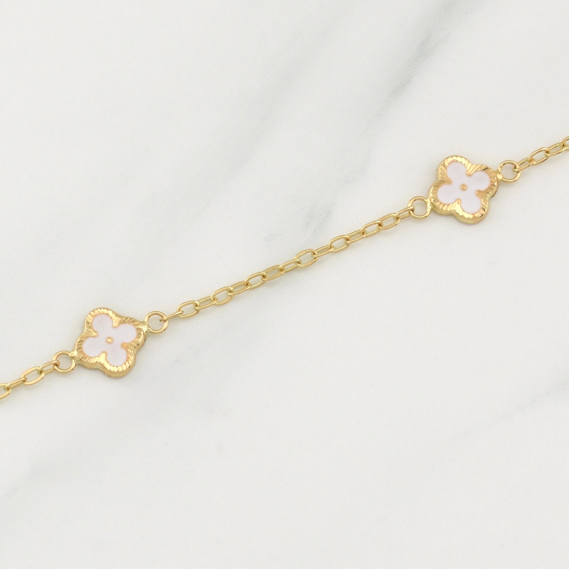 Pulso Trebol Aro Seguido 2.4gr / 7 1/2 in / 1.75mm Oro Amarillo Nac.Esp. 18K !