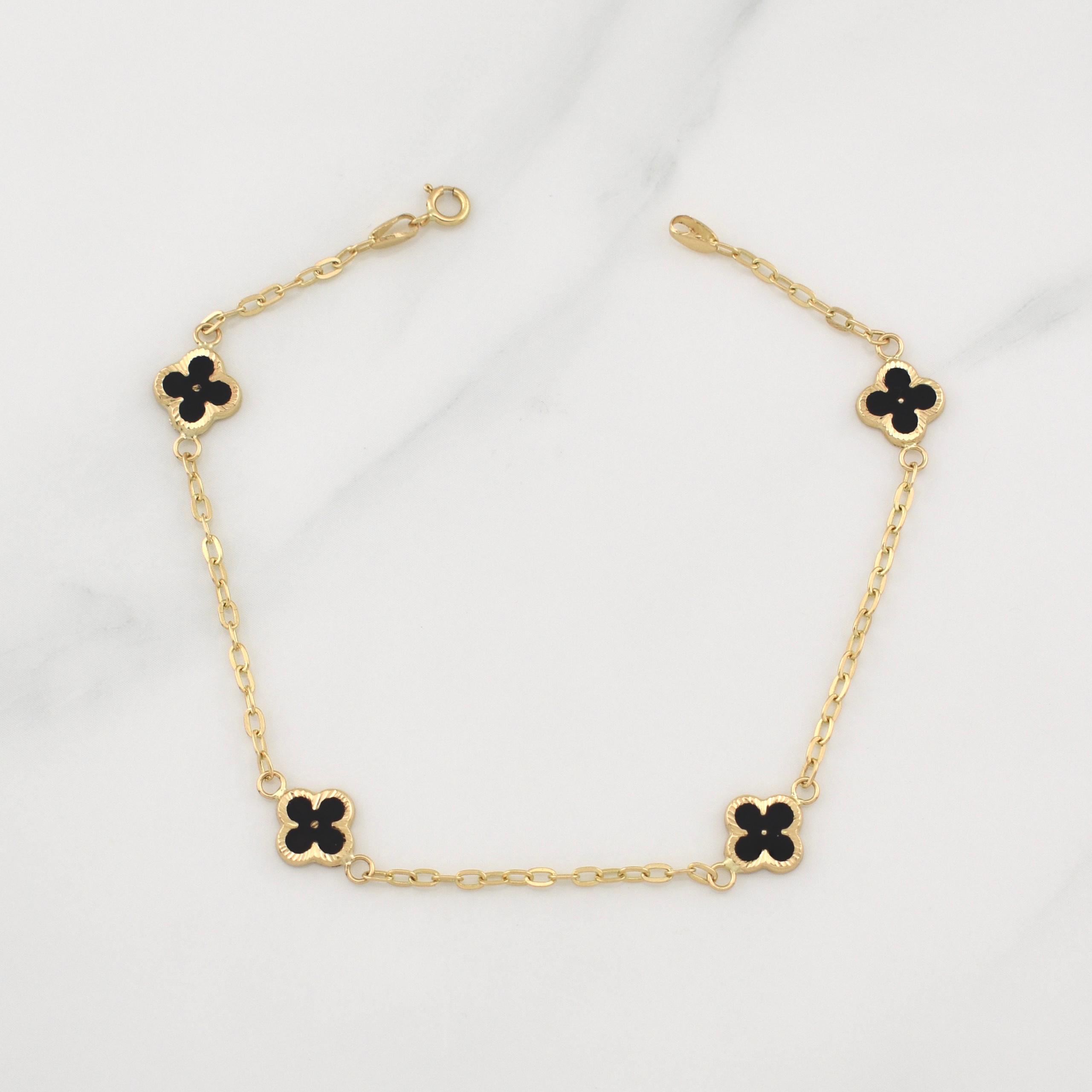 Pulso Trebol Aro Seguido 2.45gr / 7 1/2 in / 1.75mm Oro Amarillo Nac.Esp. 18K !