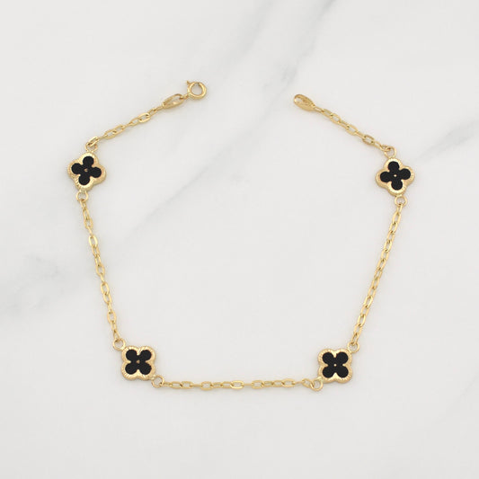 Pulso Trebol Aro Seguido 2.45gr / 7 1/2 in / 1.75mm Oro Amarillo Nac.Esp. 18K !