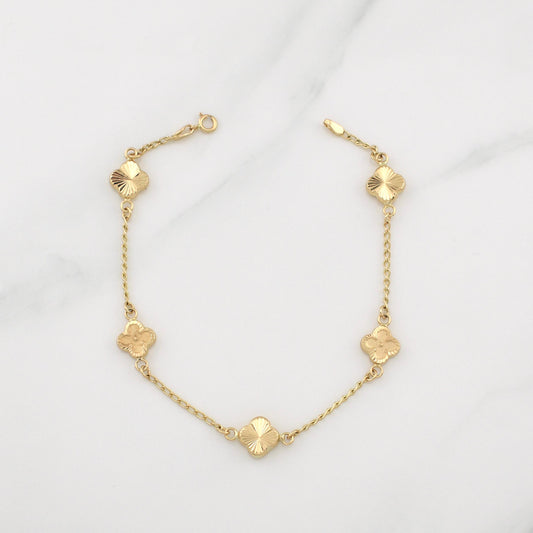 Pulso Trebol Espiga 3.15gr / 7 1/2 in / 1.4mm Oro Amarillo Nac.Esp. 18K !