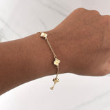 Pulso Trebol Espiga 3.1gr / 7 1/2 in / 1.35mm Oro Amarillo Nac.Esp. 18K !