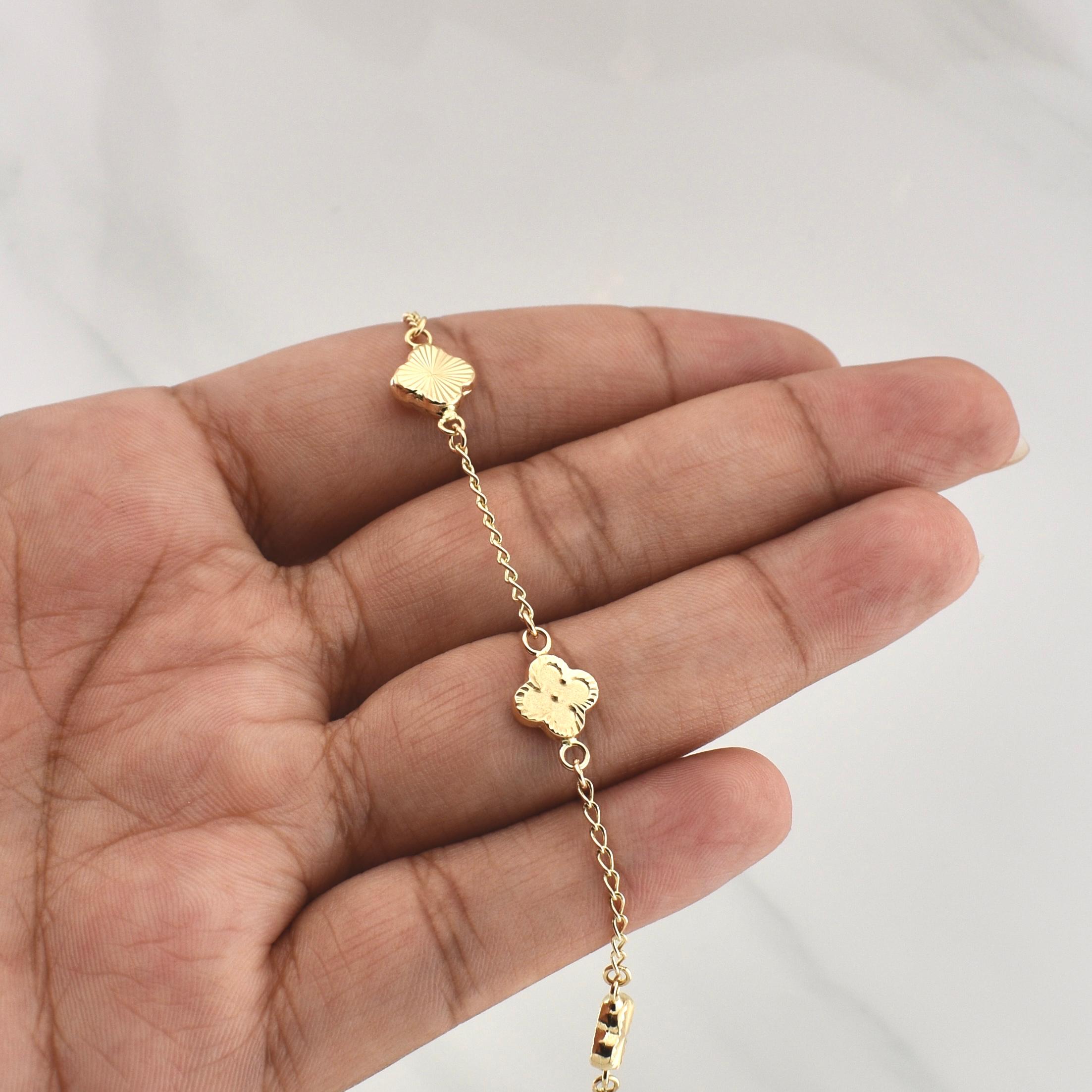 Pulso Trebol Espiga 3.1gr / 7 1/2 in / 1.35mm Oro Amarillo Nac.Esp. 18K !