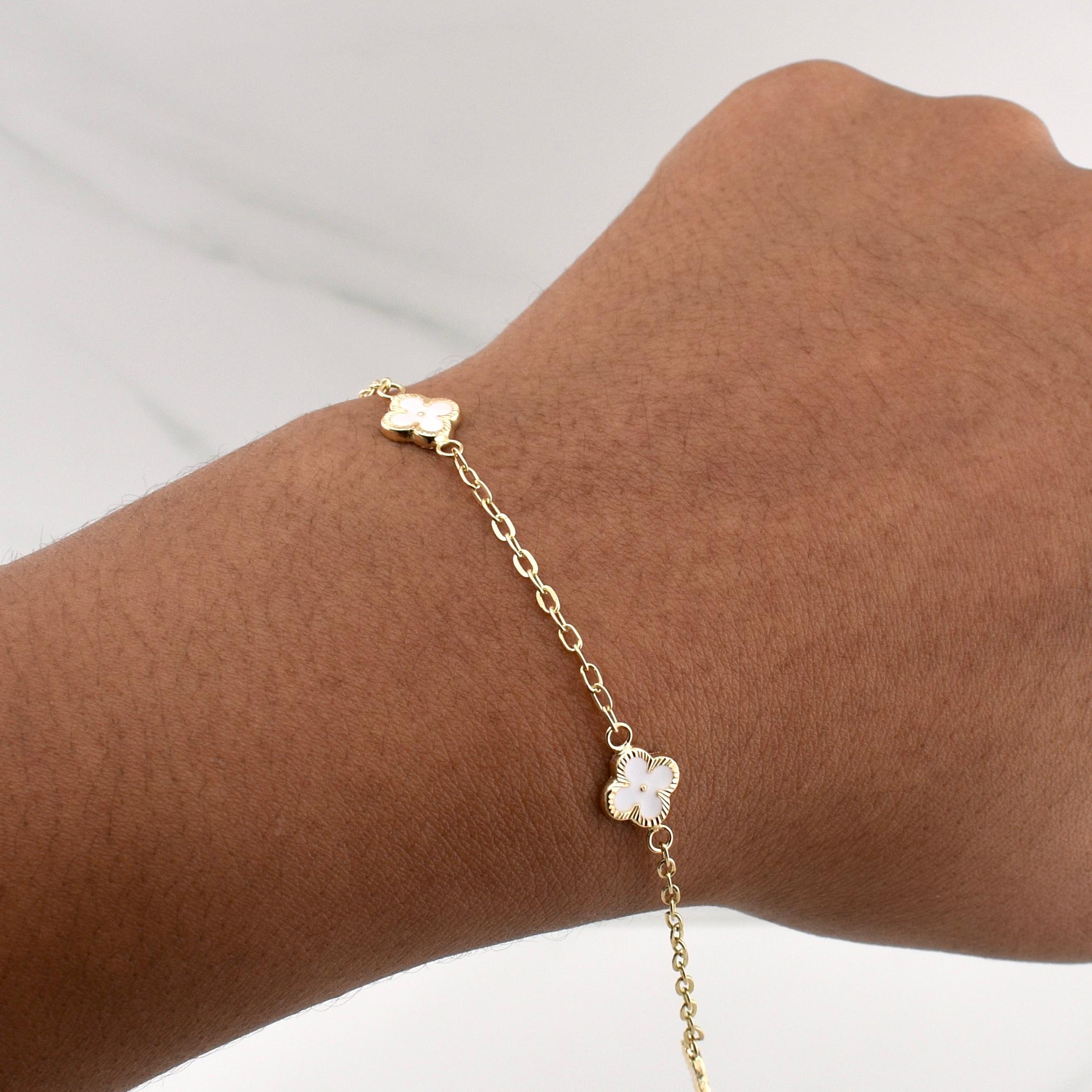 Pulso Trebol Aro Seguido 2.5gr / 7 1/2 in / 1.75mm Oro Amarillo Nac.Esp. 18K !