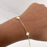 Pulso Trebol Aro Seguido 2.5gr / 7 1/2 in / 1.75mm Oro Amarillo Nac.Esp. 18K !