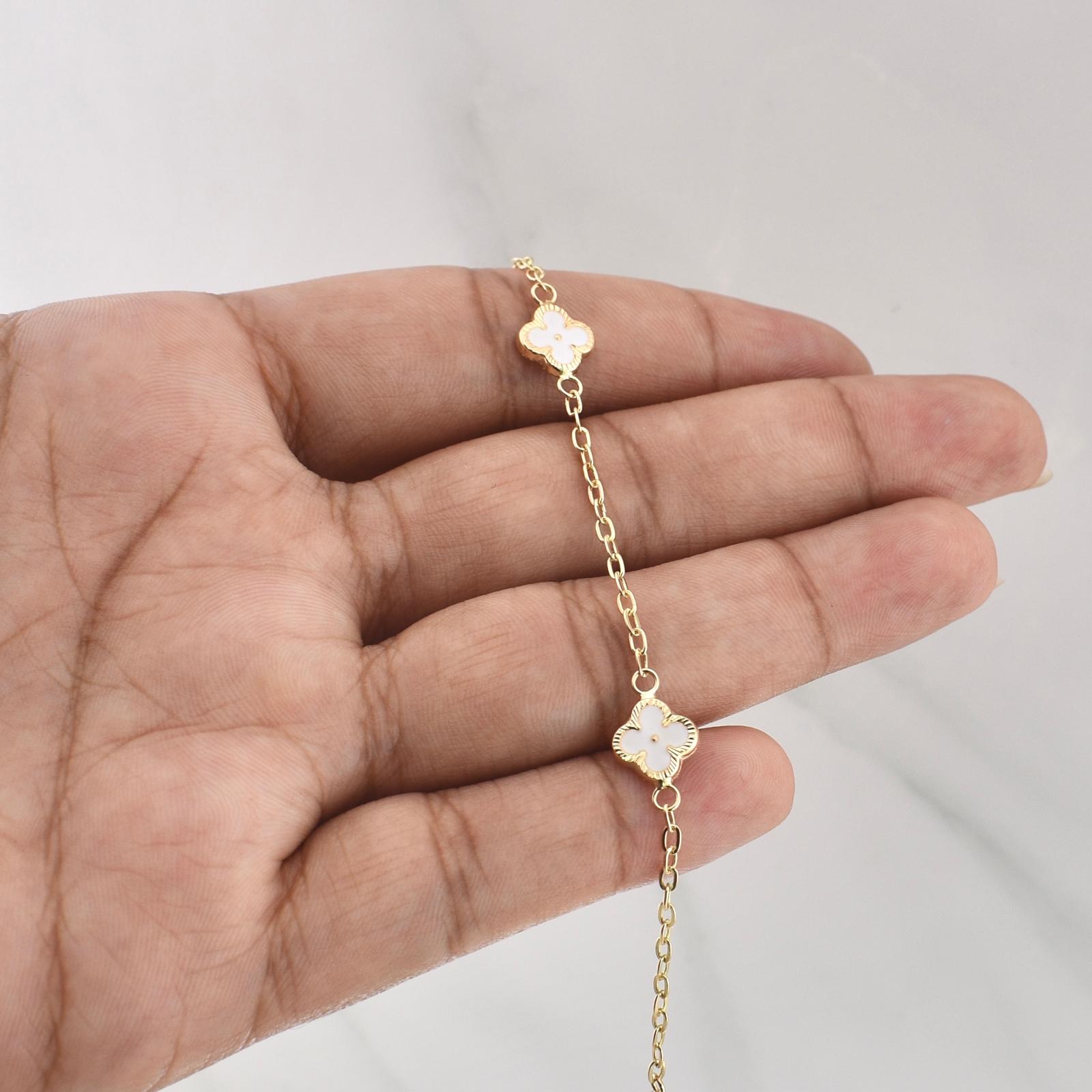 Pulso Trebol Aro Seguido 2.5gr / 7 1/2 in / 1.75mm Oro Amarillo Nac.Esp. 18K !