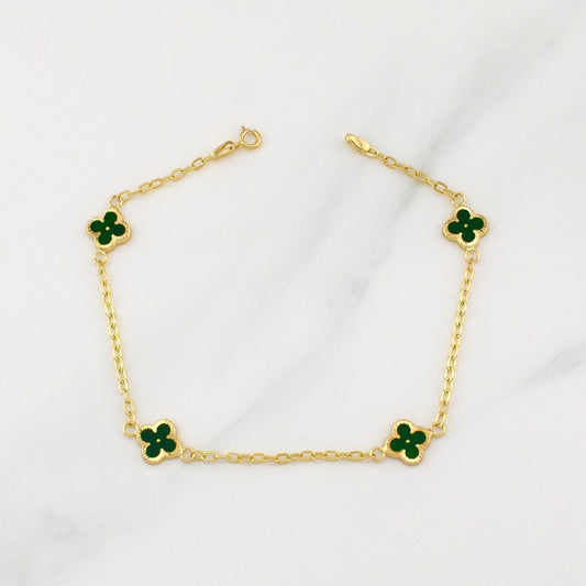 Pulso Trebol Aro Seguido 2.35gr / 7 3/4 in / 1.8mm Oro Amarillo Nac.Esp. 18K !