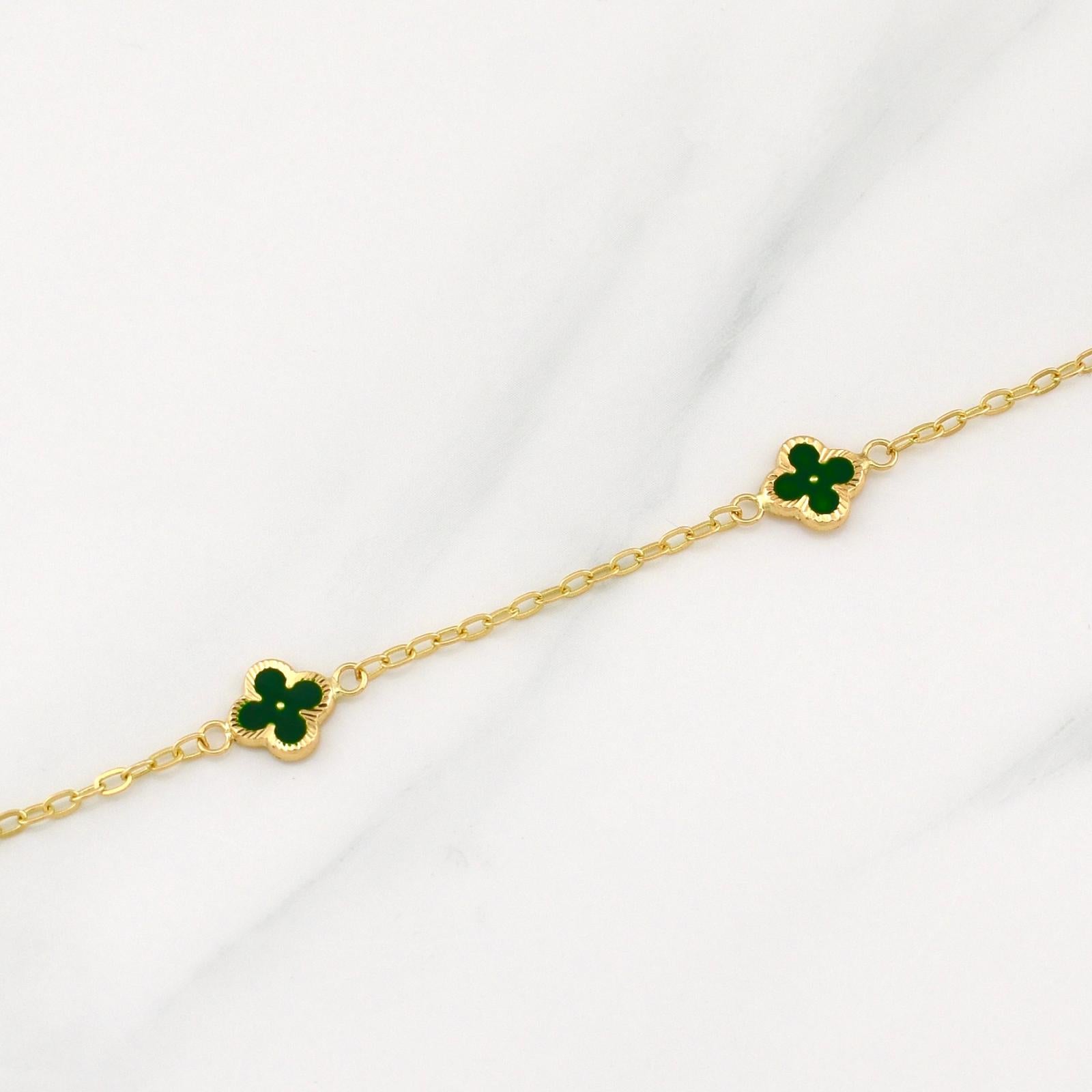 Pulso Trebol Aro Seguido 2.35gr / 7 3/4 in / 1.8mm Oro Amarillo Nac.Esp. 18K !