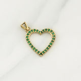 Dije Corazon Esmeraldas 35pts 1.9gr / 1 in / Oro Amarillo 18K !