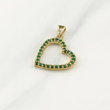 Dije Corazon Esmeraldas 35pts 1.9gr / 1 in / Oro Amarillo 18K !