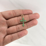 Dije Cruz Esmeraldas 45pts 1.9gr / 1 1/4 in / Oro Amarillo 18K !