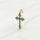 Dije Cruz Esmeraldas 45pts 1.9gr / 1 1/4 in / Oro Amarillo 18K !