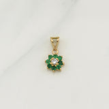 Dije Flor Driada Esmeraldas 15pts Diamantes 2pts 0.85gr / 1/2 in / Oro Amarillo 18K !