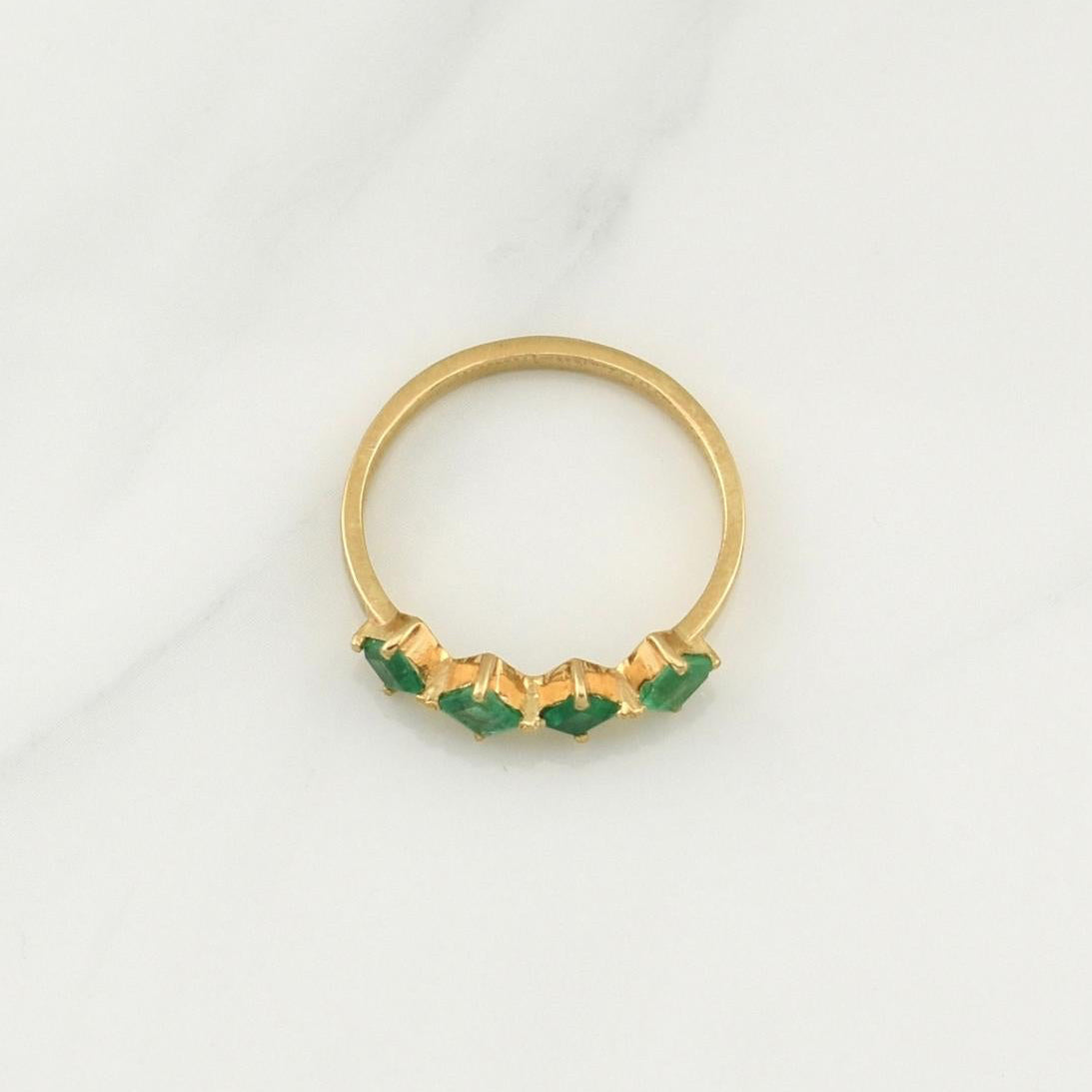 Anillo Cuarteto Esmeraldas 60pts 2.2gr / T7 1/4 / Oro Amarillo 18K !