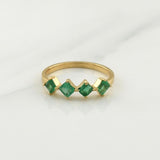 Anillo Cuarteto Esmeraldas 60pts 2.2gr / T7 1/4 / Oro Amarillo 18K !