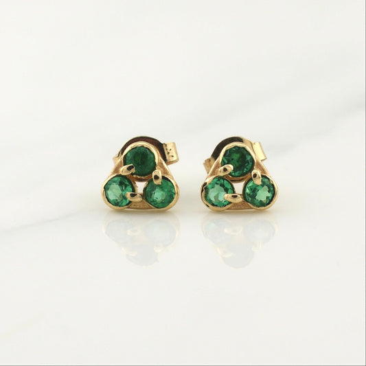 Topos Trio Esmeraldas 20pts 1.4gr / 1/4 in / Oro Amarillo 18K !