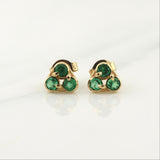 Topos Trio Esmeraldas 20pts 1.4gr / 1/4 in / Oro Amarillo 18K !