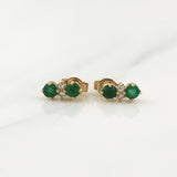 Topos Doble Colgante Esmeraldas 25pts 1.35gr / 1/2 in / Oro Amarillo 18K !