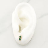 Topos Doble Colgante Esmeraldas 25pts 1.35gr / 1/2 in / Oro Amarillo 18K !