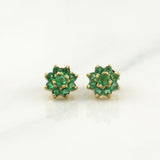 Topos Flor Driada Esmeraldas 100pts 1.9gr / 1/4 in / Oro Amarillo 18K !