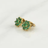 Topos Flor Driada Esmeraldas 100pts 1.9gr / 1/4 in / Oro Amarillo 18K !