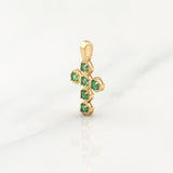 Dije Cruz Esmeraldas 25pts 0.65gr / 3/4 in / Oro Amarillo 18K !