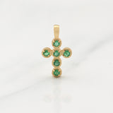 Dije Cruz Esmeraldas 25pts 0.65gr / 3/4 in / Oro Amarillo 18K !