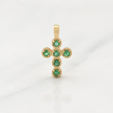 Dije Cruz Esmeraldas 25pts 1gr / 3/4 in / Oro Amarillo 18K !