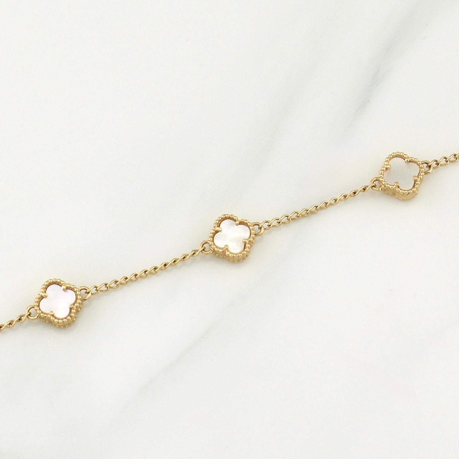 Pulso Trebol Espiga 4.2gr / 7 in / 1.6mm Oro Amarillo Nac.Esp. 18K !