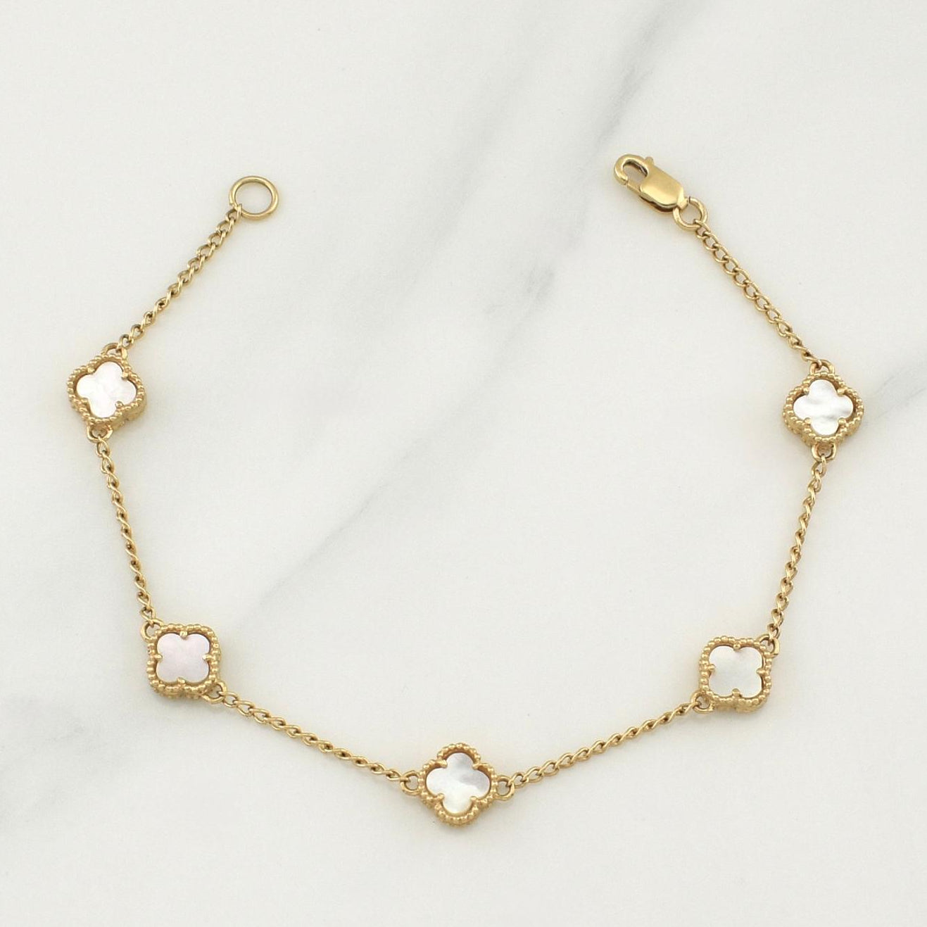 Pulso Trebol Espiga 4.2gr / 7 in / 1.6mm Oro Amarillo Nac.Esp. 18K !