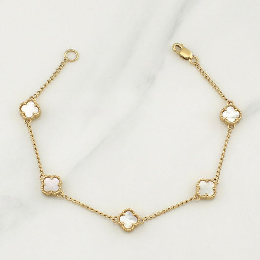 Pulso Trebol Espiga 4.2gr / 7 in / 1.6mm Oro Amarillo Nac.Esp. 18K !