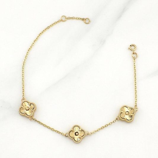 Pulso Trebol Aro Seguido Gradual 4.15gr / 7 1/2 in / 1.35mm Oro Amarillo Nac.Esp. 18K !