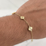 Pulso Trebol Aro Seguido Gradual 4.15gr / 7 1/2 in / 1.35mm Oro Amarillo Nac.Esp. 18K !