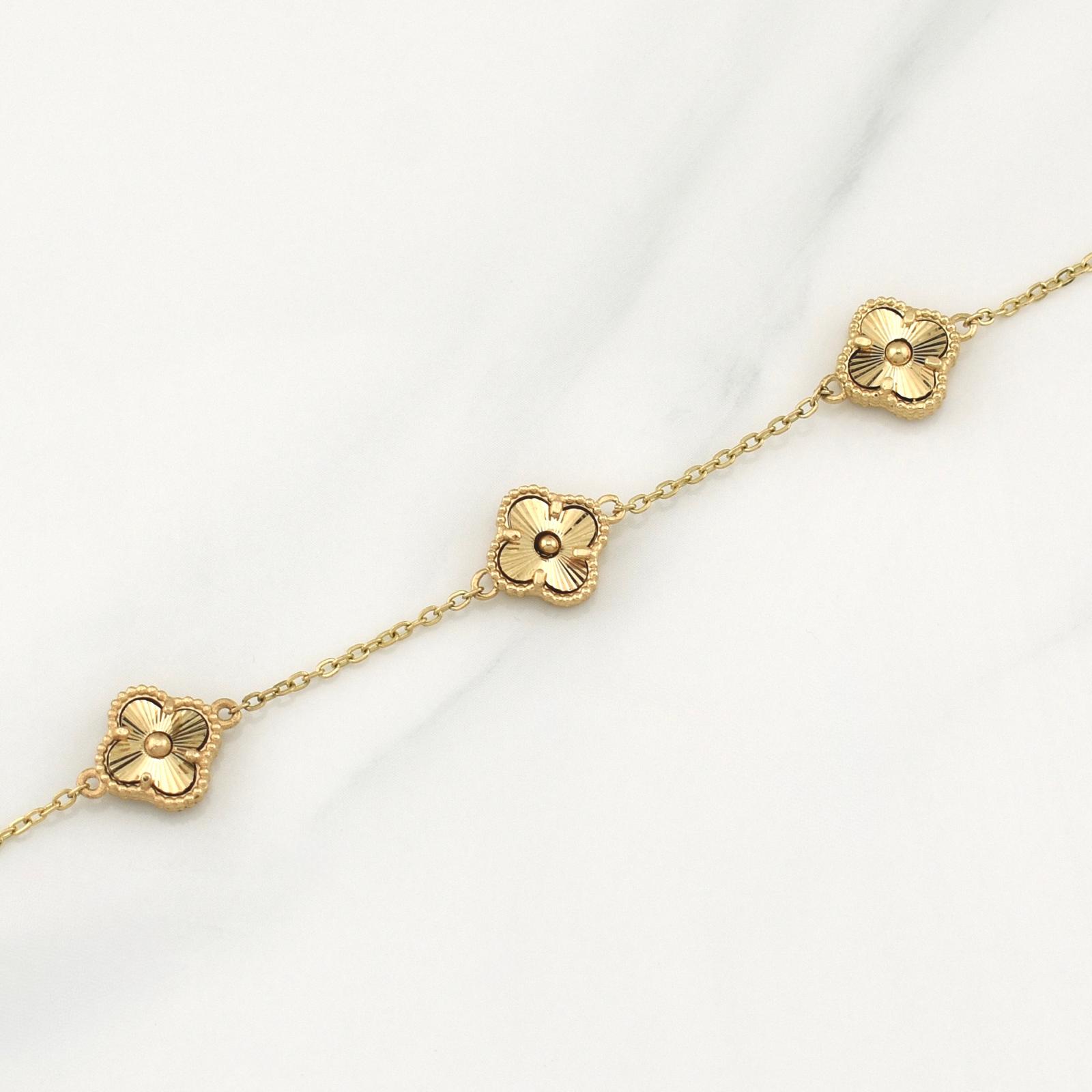 Pulso Trebol Aro Seguido Gradual 4.15gr / 7 1/2 in / 1.35mm Oro Amarillo Nac.Esp. 18K !