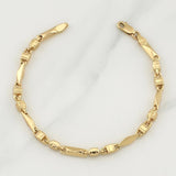 Tobillera Rustica Eslabon 7.15gr / 9 in / 4.3mm Oro Amarillo 18K !